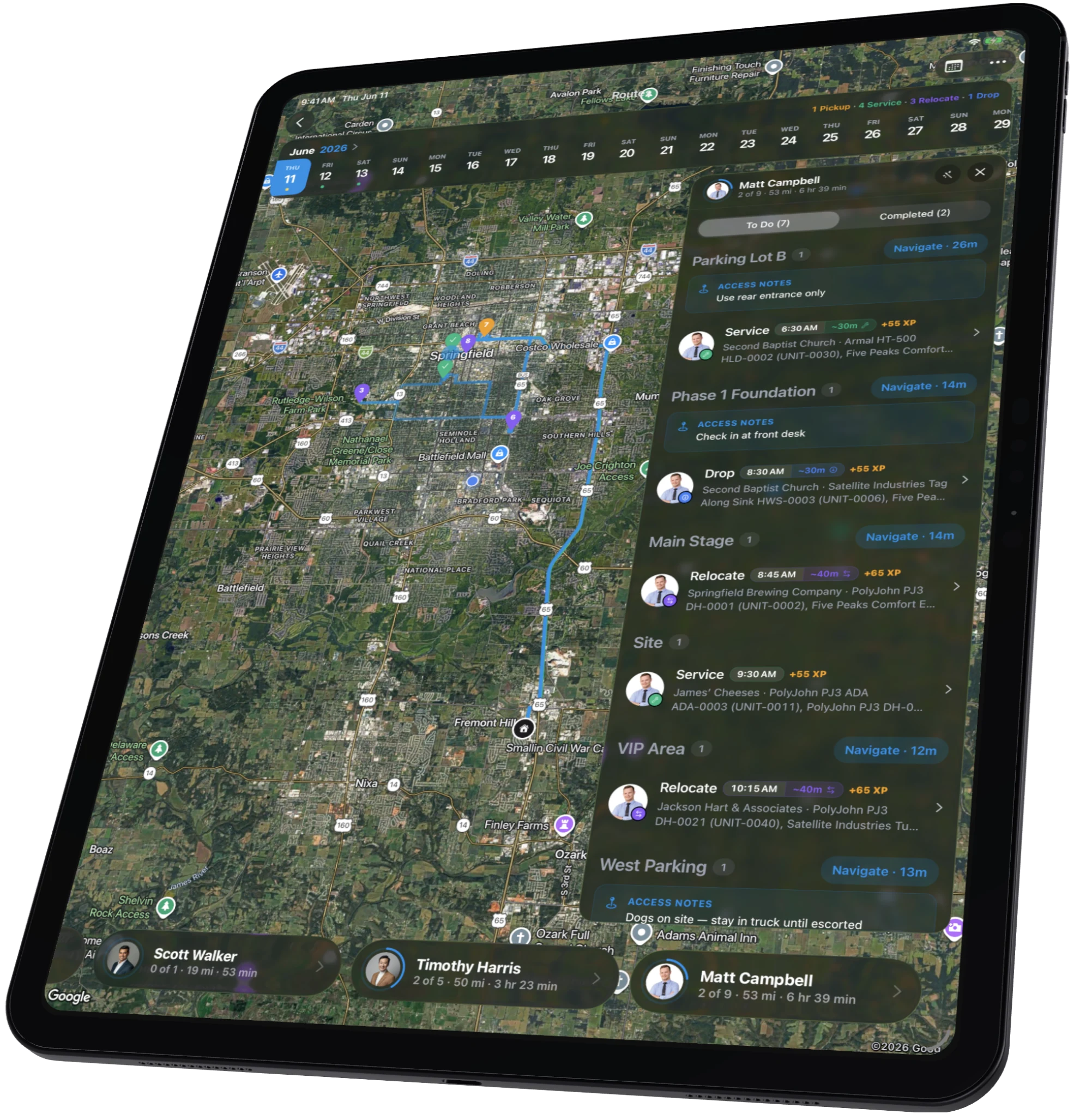 DropHaul route planning on iPad