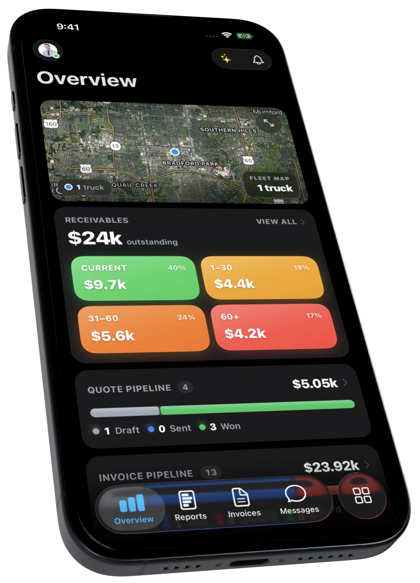 DropHaul business dashboard on iPhone